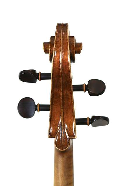 Finished cello, scroll back