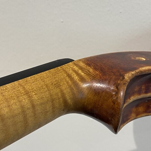 Neck heel detail during restoration