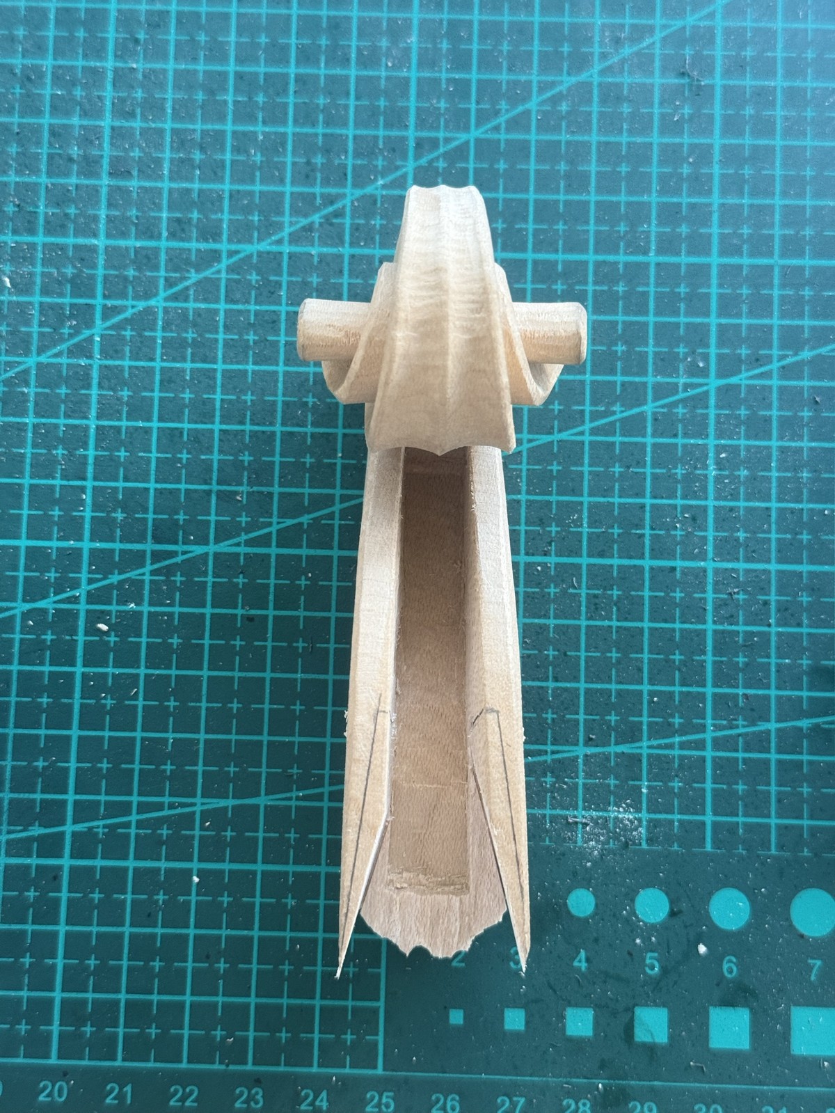 A pegbox blank, ready for the scroll to be carved
