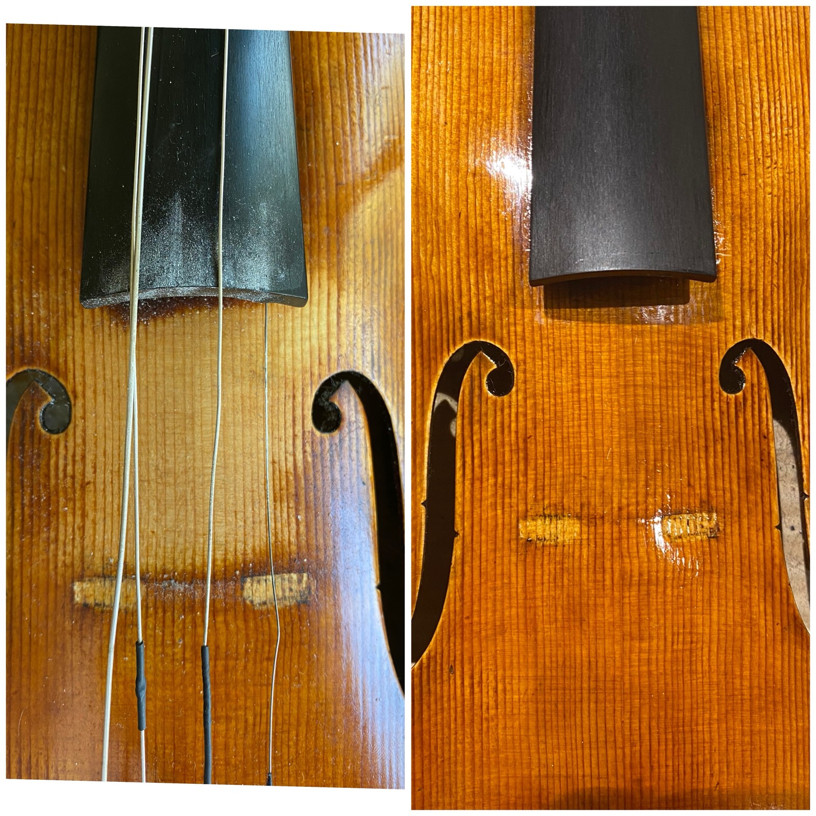 Crack repair near the saddle, before and after