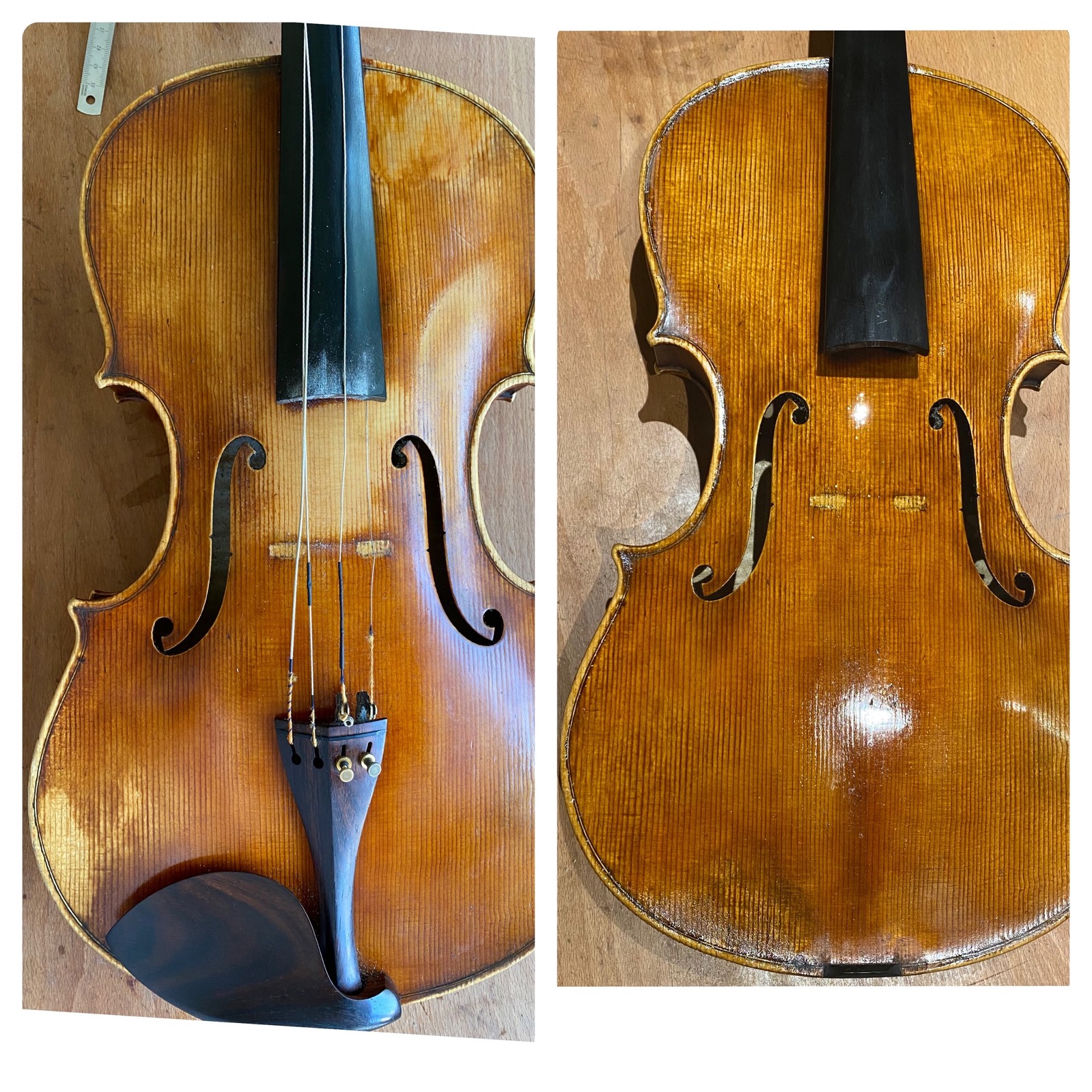 Full retouching of the top plate, before and after