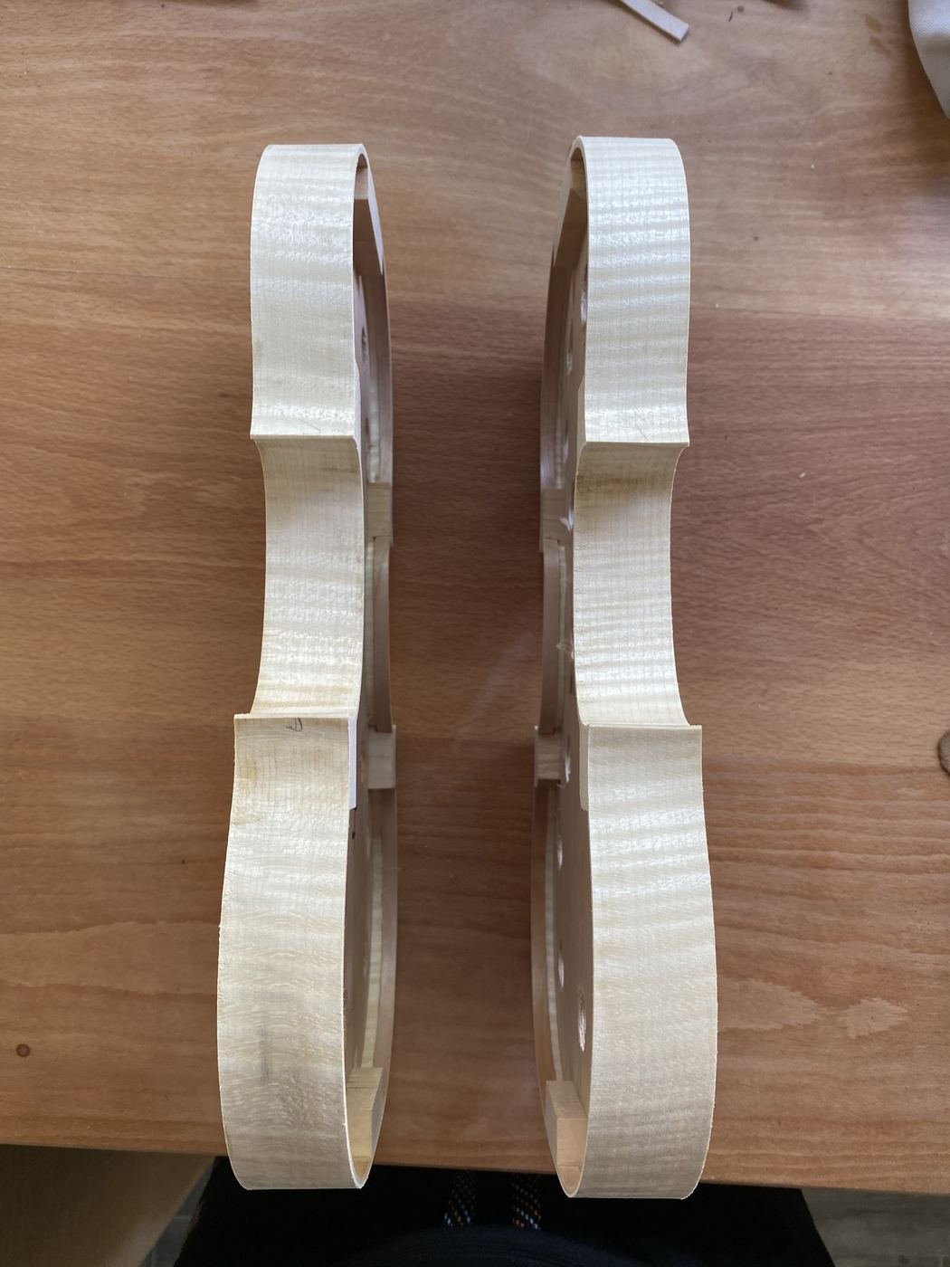 Viola ribs, side view, before the plates are glued on